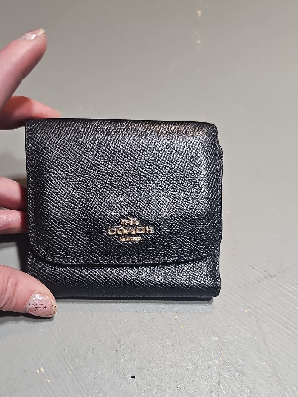 Coach CM437 Essential Mini Trifold Wallet In Black Unisex Coach Bags